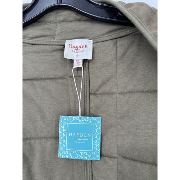 Hayden Los Angeles Quilted Oversize Jacket Coat Plus Size 1X Green Dolman Sleeve - Picture 10 of 11